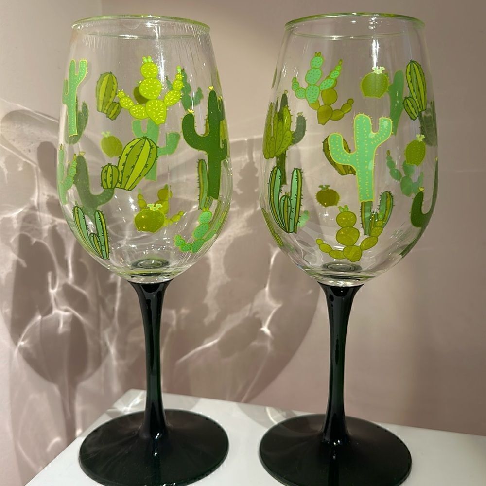 Lolita Cactus Plastic Wine Glass Set of 2 Funky Cactus Cocktail